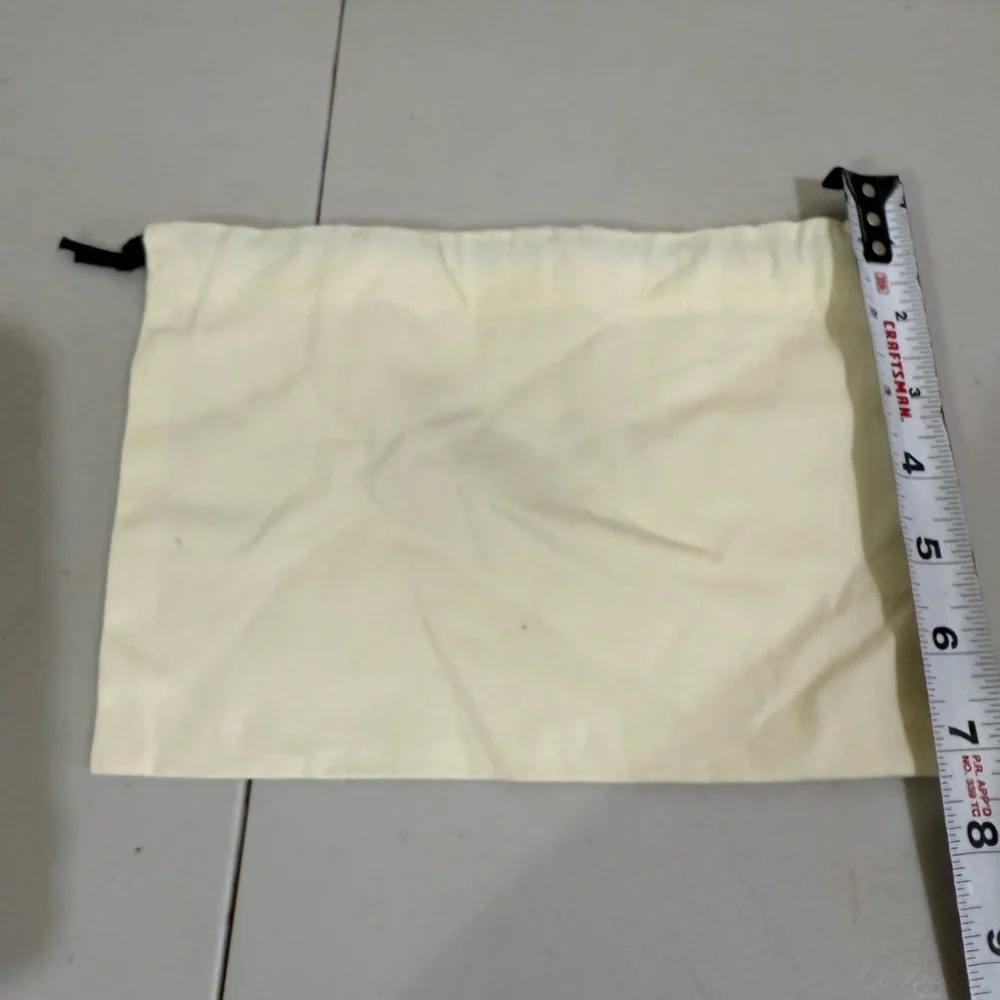 Fendi Cream Drawstring Pouch with Black Logo Text